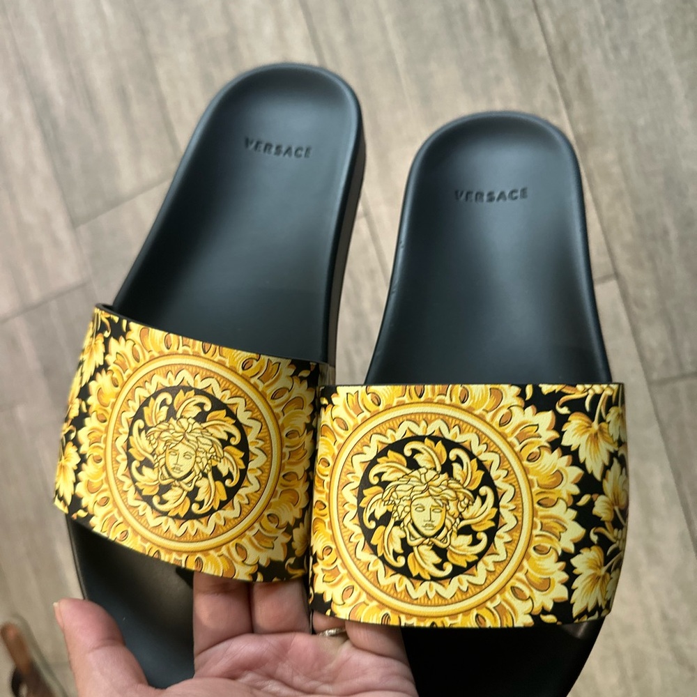 Versace Black and Gold Slides